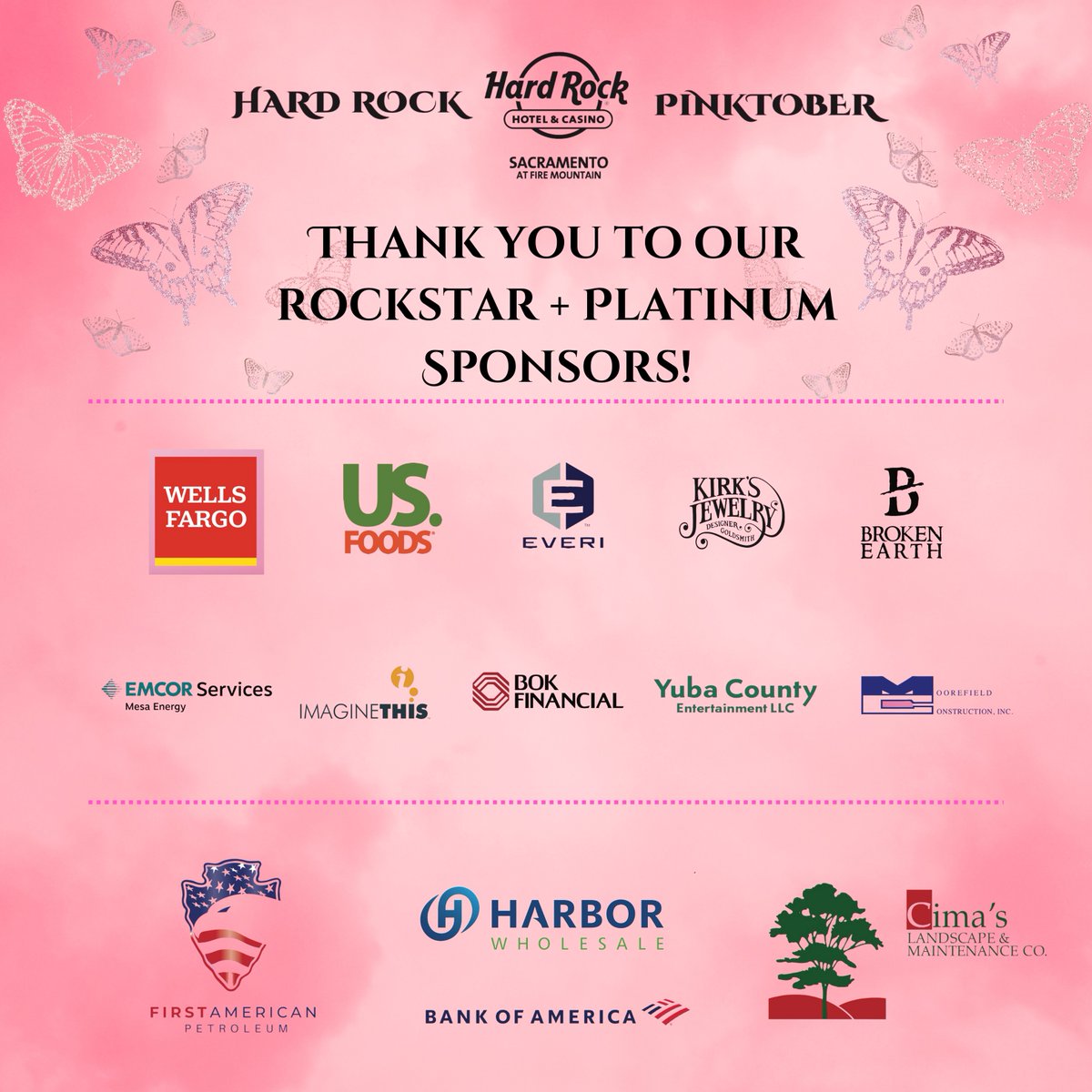 Thank you to our Rockstar and Platinum sponsors for making #Pinktober so much more successful in our effort to help raise breast cancer awareness and funds for research💓💗💕💞 We appreciate you all and everyone who has participated in this meaningful journey! #hardrocksacramento
