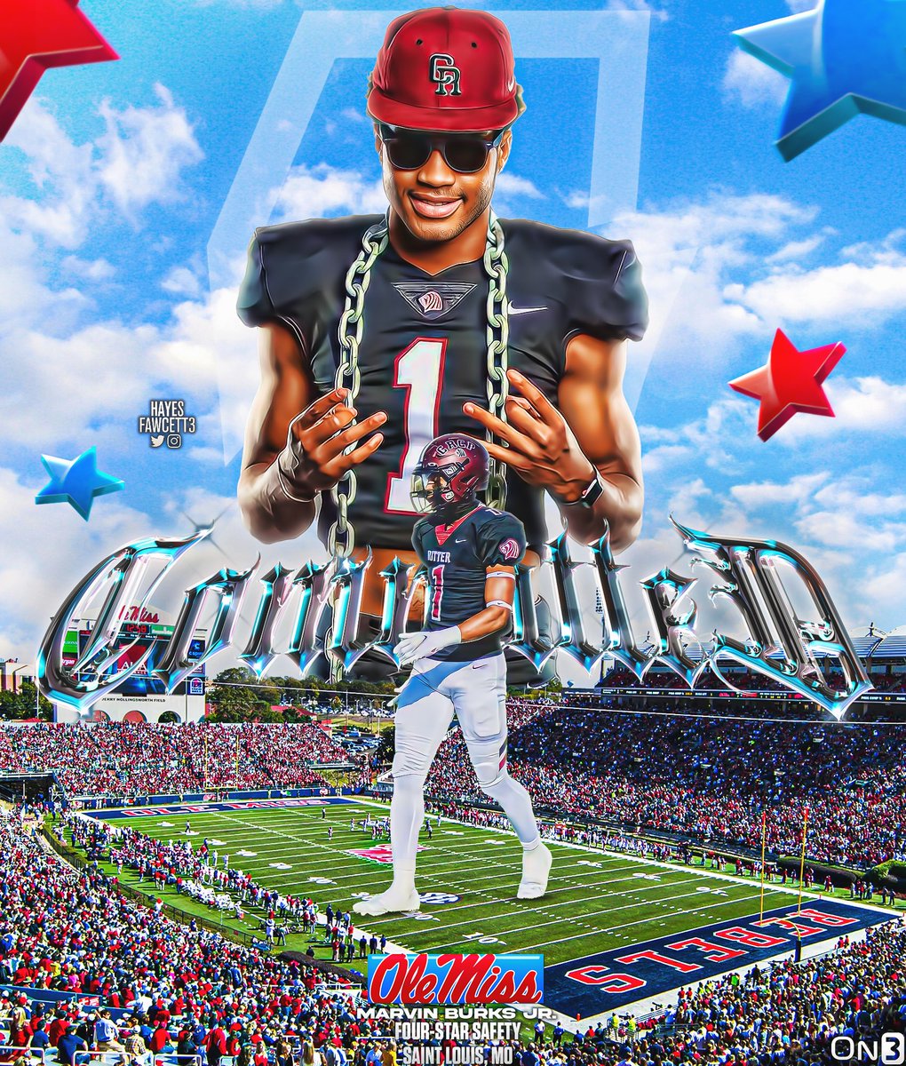 BREAKING: Four-Star Safety Marvin Burks Jr. has Committed to Ole Miss! The 6’2 185 S from Saint Louis, MO chose the Rebels over Missouri, Oklahoma, LSU, and Texas A&M. Ole Miss now holds a Top 20 Class in the 2023 Team Rankings 🦈 on3.com/college/ole-mi…