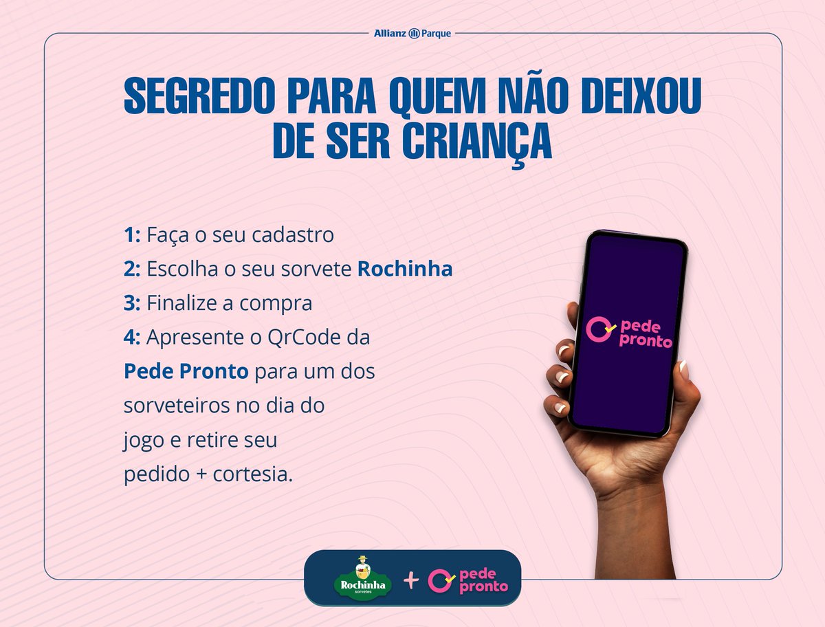 nubankparque's tweet photo. Faça seu pedido de qualquer sorvete Rochinha através do App Pede Pronto e GANHE o novo picolé sabor CHICLETE! 🍨🍦
Aproveita que é apenas pro dia de hoje!
Garanta já o seu ➡️ https://t.co/HzoWr9iX5e
#AllianzParque #SorvetesRochinha #PedePronto https://t.co/ZzuBgHAvXQ