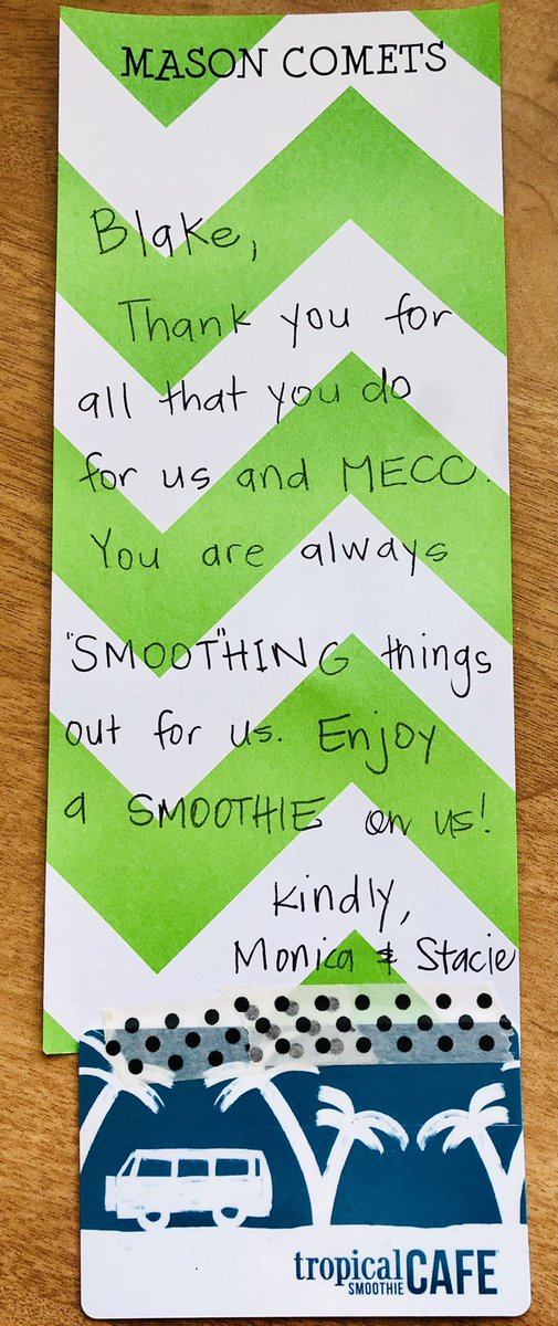 MrBarnett_MECC's tweet photo. Thanks 2 @pricestacie4 🦉s &amp; @mlj0611 🦌 4 inviting me 2 their room 2 sprinkle kindness☺️ w/ this #MECCtacular 💚, super creative👩🏽‍🎨 friendly letter💌 they wrote📝 2 me, &amp; a gift 💳 2 @TSmoothieCafe 🥤!
#coMECCtion 🫶🏻 #MECCares 🤗 https://t.co/HhMzNiuQJo