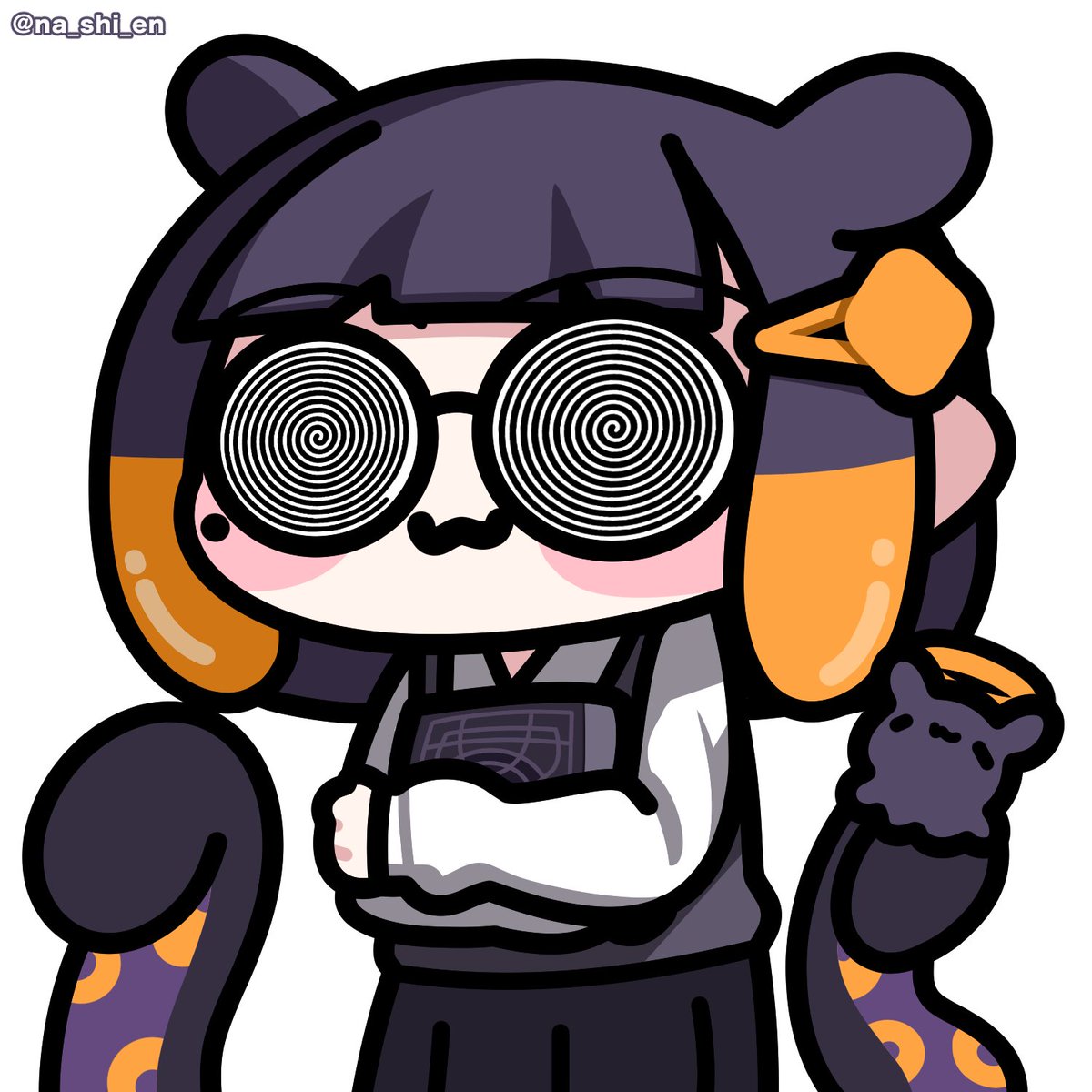 ninomae ina'nis ,takodachi (ninomae ina'nis) 1girl tentacle hair sidelocks glasses coke-bottle glasses mole under eye blunt bangs  illustration images