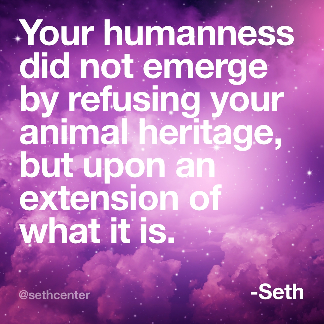 SethInstitute's tweet image. "You will not attain spirituality or even a happy life by denying the wisdom and experience of the flesh. You can learn more from watching the animals than you can from a guru or a minister — or from reading my book." —The Nature of Personal Reality, Session 642 📖