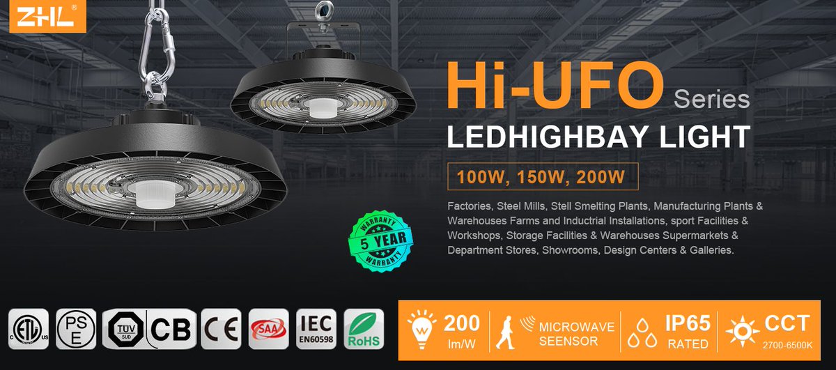 zhl_lighting's tweet photo. The Hi-UFO Series high bay light is a high bay light fixture with a heavy design, which is in line with the aesthetics of European and American countries. The appearance design adopts the principle of fluid mechanics, with high thermal efficiency and beautiful appearance. https://t.co/AcqKRsxJ38