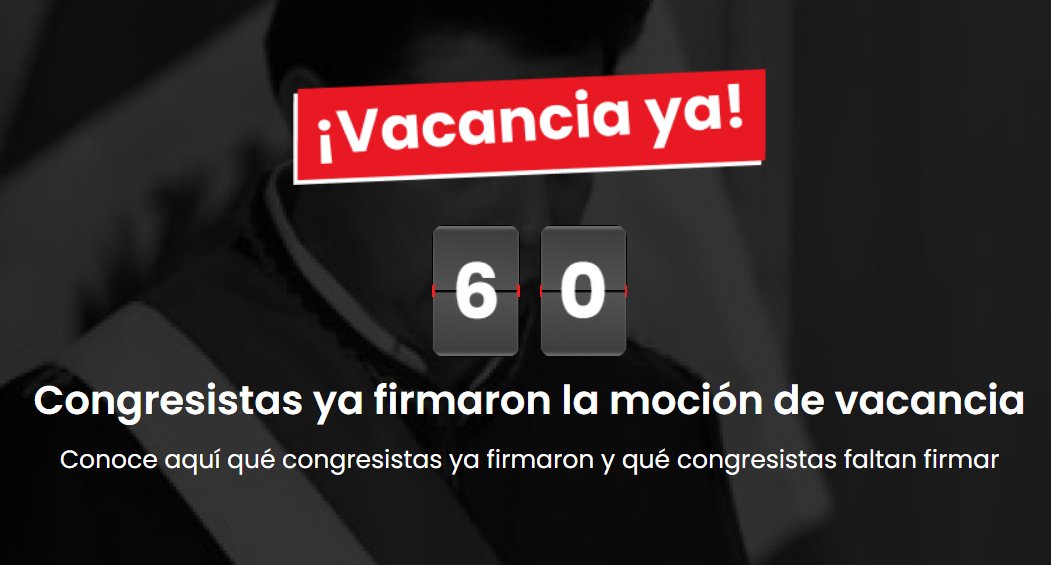 jcd46's tweet photo. 🚨🗣️¡Vamos 60 firmas!, con 87 se presenta la moción de vacancia.
Pueden ingresar al siguiente link y ver que congresistas aún no firman.
https://t.co/RTdeJFWxfd https://t.co/4PrSioSZcR