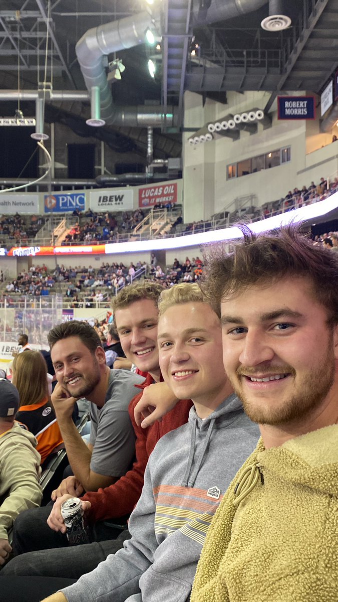 drew_flem3's tweet photo. The boys are out for Alex’s first hockey game. So fueled up. Happy 21st bud! @IndyFuel #FUELTHEFIRE https://t.co/InM4TXMC2F