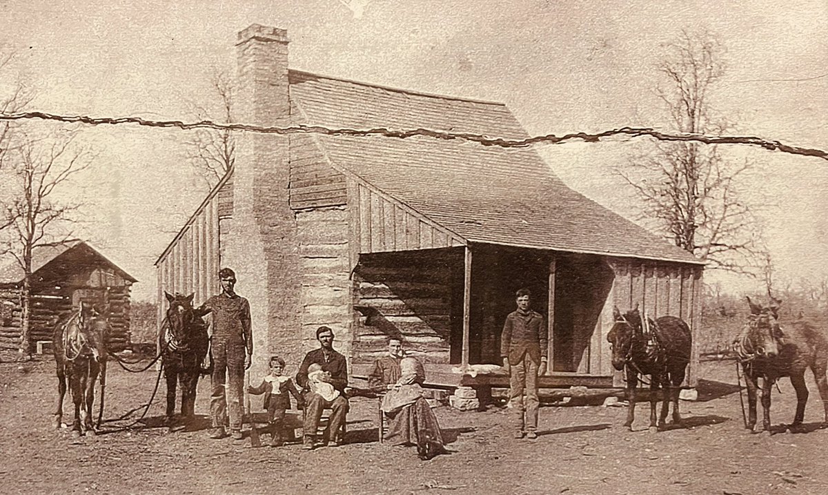 texasowned's tweet photo. My great x10 grandad and crew on land they received from Lincoln’s Homestead Act (Texas CIRCA 1860). We still own the piece with this cabin. https://t.co/uTIKcICAE0