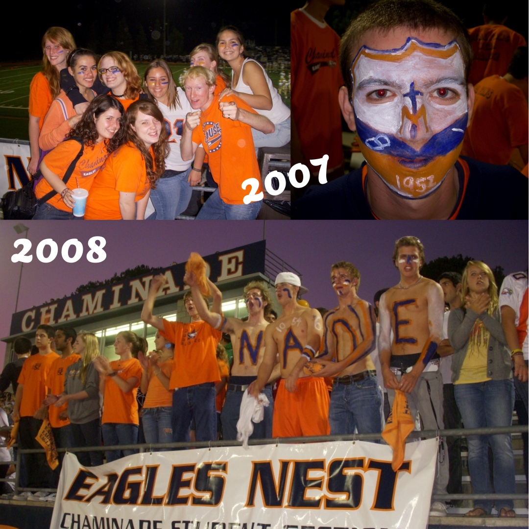 chaminadealumni's tweet photo. In celebration of our 70th anniversary, we look back to the start of the “official” Eagle’s Nest. The tradition began in the fall of 2004 and continues to be a strong presence today. Chaminade fans are the Best! #BleedOrange #CSick #EaglesNest #RealFansWearOrange https://t.co/228vmZx4y0