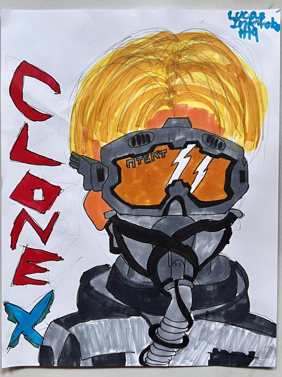 LeadInk_io's tweet photo. I had fun drawing this Clone X! - Lucas, age 8. @RTFKT #NFTInktober @NFTInktober https://t.co/IJcJ3SdHSa