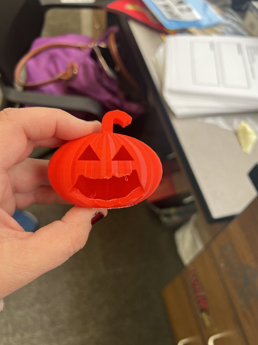 This week the STEM 1 students are learning to use CAD software- they made jack ‘o lanterns and then had the opportunity to 3D print them! They were beyond excited and loved to@watch their designs come to life from their computer screen! #STEMed #PLTW