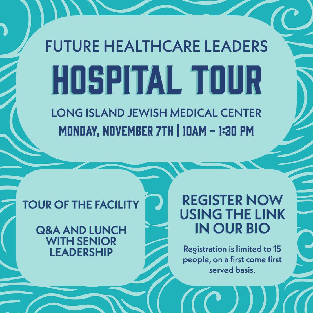 HofstraFHL's tweet photo. 🚨UPCOMING EVENT🚨
Please join us in a tour of Long Island Jewish Hospital on Monday, November 7th @ 10am-1:30pm! It will be followed by a Q &amp; A and lunch with Senior Leadership!! Space is limited so be the FIRST 15 to sign up! See you soon 🤗 https://t.co/JkHGprs38L