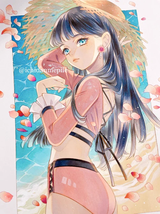 完成〜!海の絵#コピック #copic #illustration 
