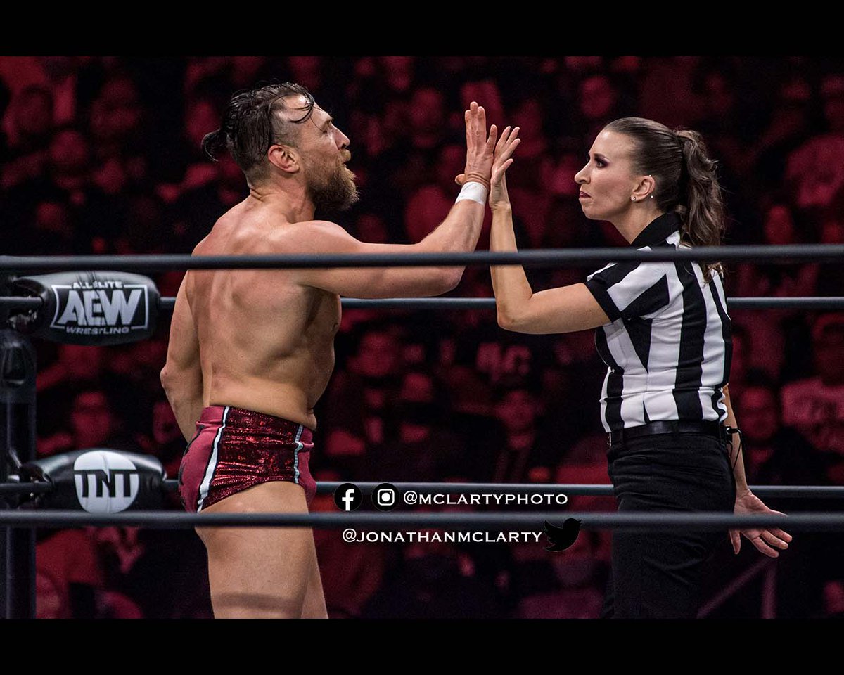 He has 'til 5. And it's 5 days away from <a href="/aew/">All Elite Wrestling</a> at <a href="/chartwayarena/">Chartway Arena</a>! Bryan Danielson (<a href="/bryanldanielson/">Bryan Danielson</a>) and Referee Aubrey Edwards (<a href="/refaubrey/">Aubrey Edwards - AEW Referee</a>) in Norfolk last November. Photographed for The Flagship (Norfolk, VA). #aew #dynamite #ODU #norfolk #danielson #aubreyedwards #yes