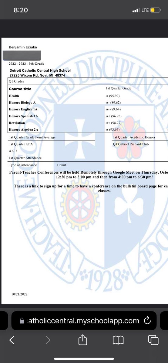 Ended my first high school quarter strong with a 4.6 GPA