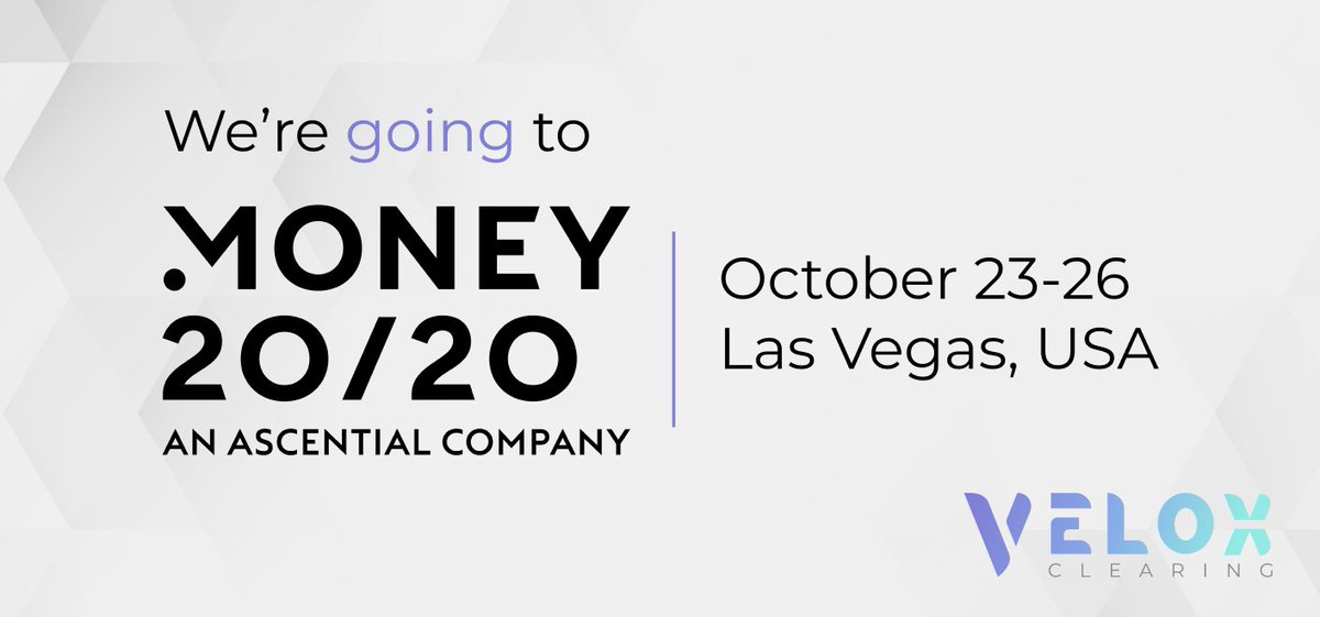 VeloxClearing's tweet photo. 🚨 T-minus 2 days until @money2020! We're SUPER excited to see all our clients, partners, and new faces. 

Plan on joining? Book a meeting with our team here: https://t.co/TclhZEeJng 

#money2020usa #money2020 #embededfinance https://t.co/kVK4bOXmXj