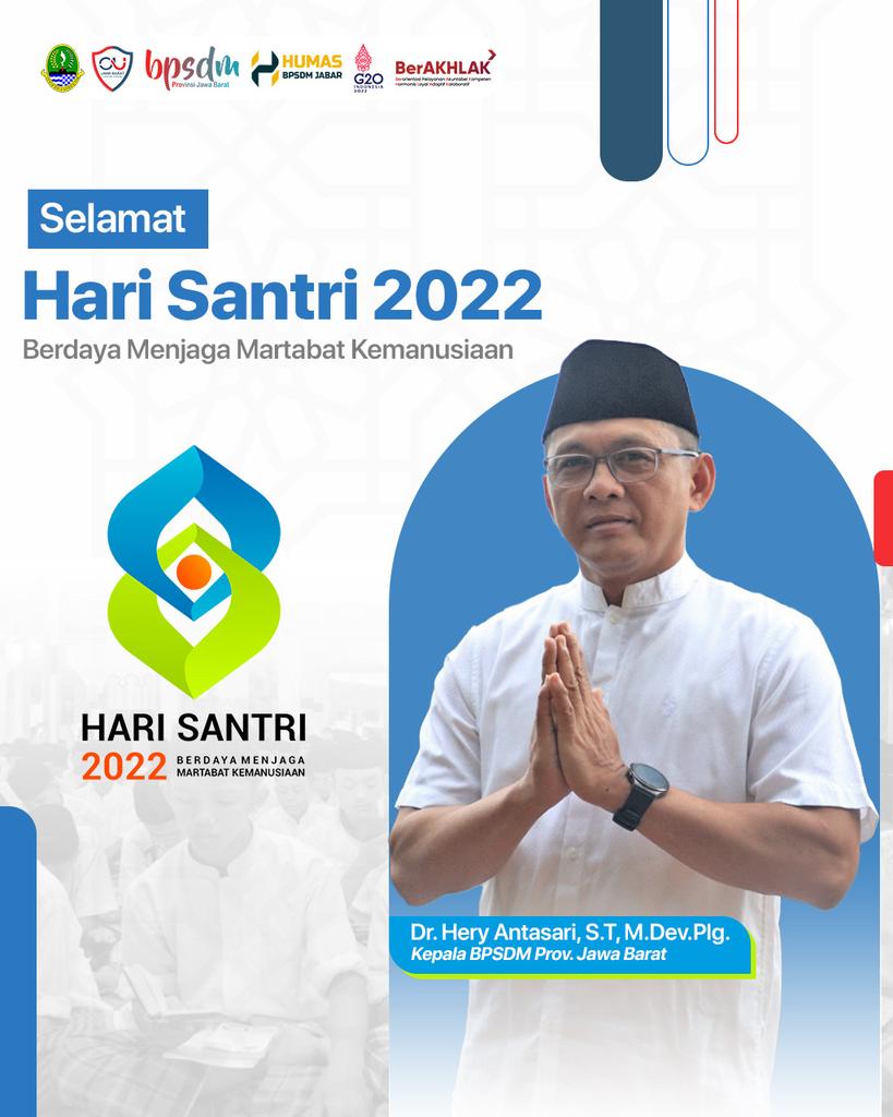 bpsdmjabar's tweet photo. Di Hari Santri Nasional yang jatuh pada 22 Oktober 2022 ini.
Jadilah santri-santri hebat, kuat dan sehat untuk Indonesia yang lebih maju.
Apa harapan #bestie untuk para santri ?
@ridwankamil
@uu_ruzhanul
#RidwanKamil
#UuRuzhanulUlum
#bpsdmjabar https://t.co/mGyUr8bpXV