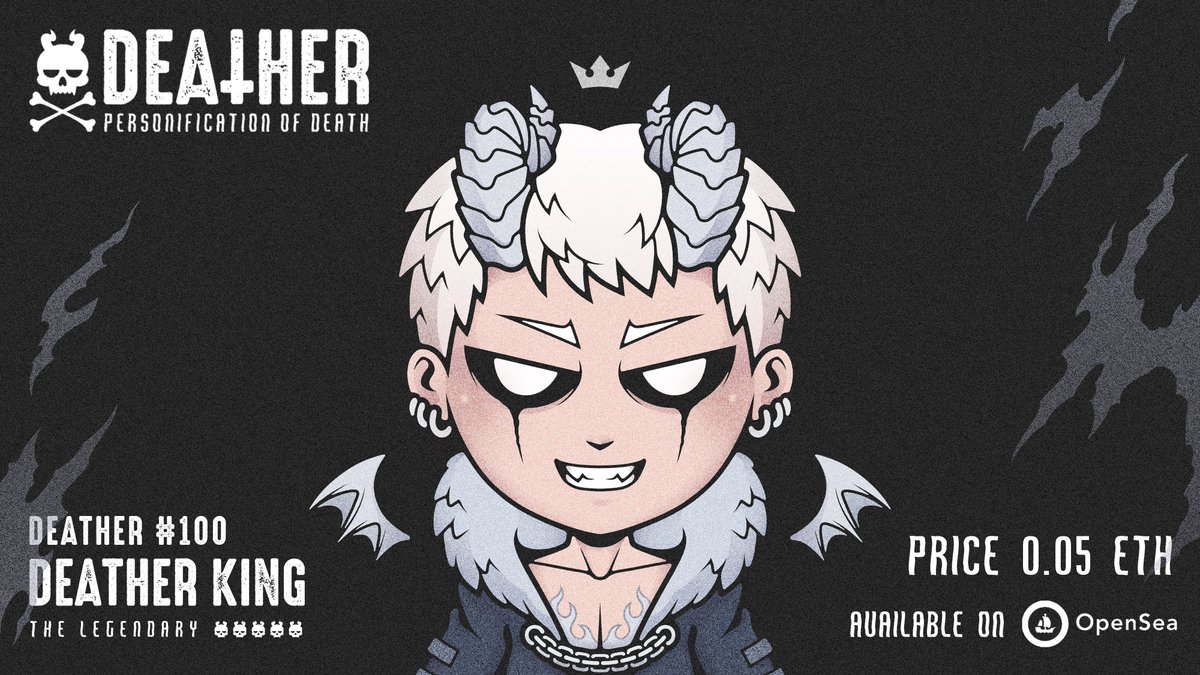 𝘏𝘌𝘓𝘓~𝘖 𝘎𝘈𝘕𝘎 #NFTCommunity 🖤
𝗗𝗘𝗔𝗧𝗛𝗘𝗥 𝗞𝗜𝗡𝗚 the Legendary item
𝗔𝗩𝗔𝗜𝗟𝗔𝗕𝗟𝗘 𝗡𝗢𝗪 !!!

• Price 0.05 $ETH
• Let's check 'em out! 🔥
opensea.io/assets/ethereu…

#NFT #NFTTHAILAND #NFTGiveaway #NFTcollector #NFTJapan #NFTdrop