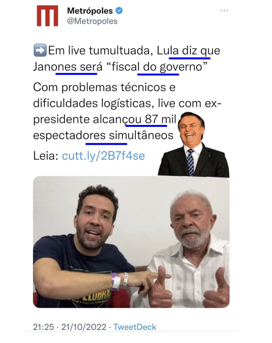 brom_elisa's tweet photo. Aí o “Fiscal do Governo” do Nine😂

Nunca foi tão fácil escolher um lado!

@jairbolsonaro 🇧🇷2️⃣2️⃣✅

Segundo o IPEC e o Datafolha foram 1 milhão de espectadores simultâneos. https://t.co/OX99xLP0G0