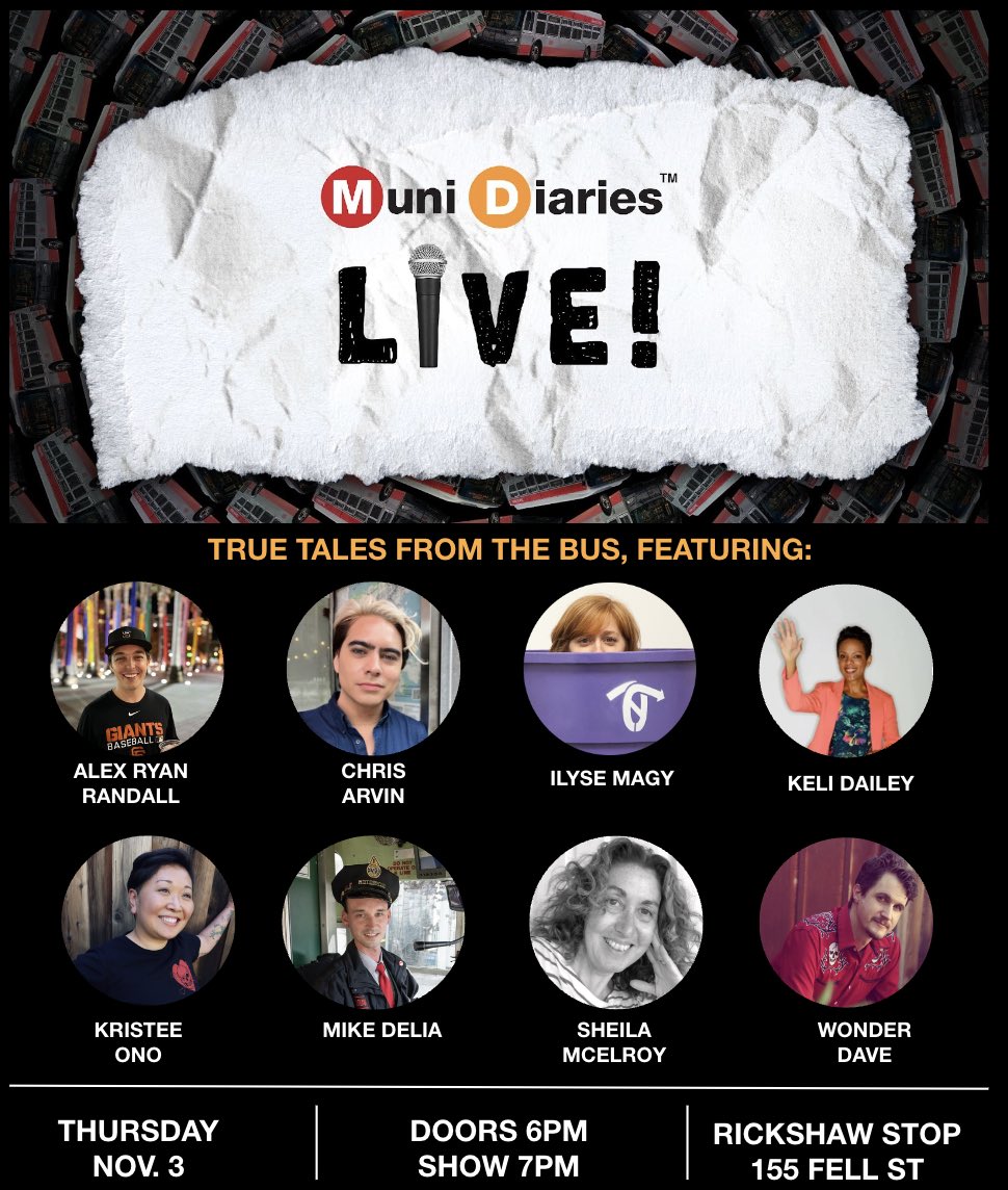 Eeeee! Super pumped about a show with everyday bus riders, comedians, storytellers, bus drivers all in one place! <a href="/munidiaries/">Muni Diaries</a> Live is just 1.5 weeks away! Tix: eventbrite.com/e/muni-diaries…