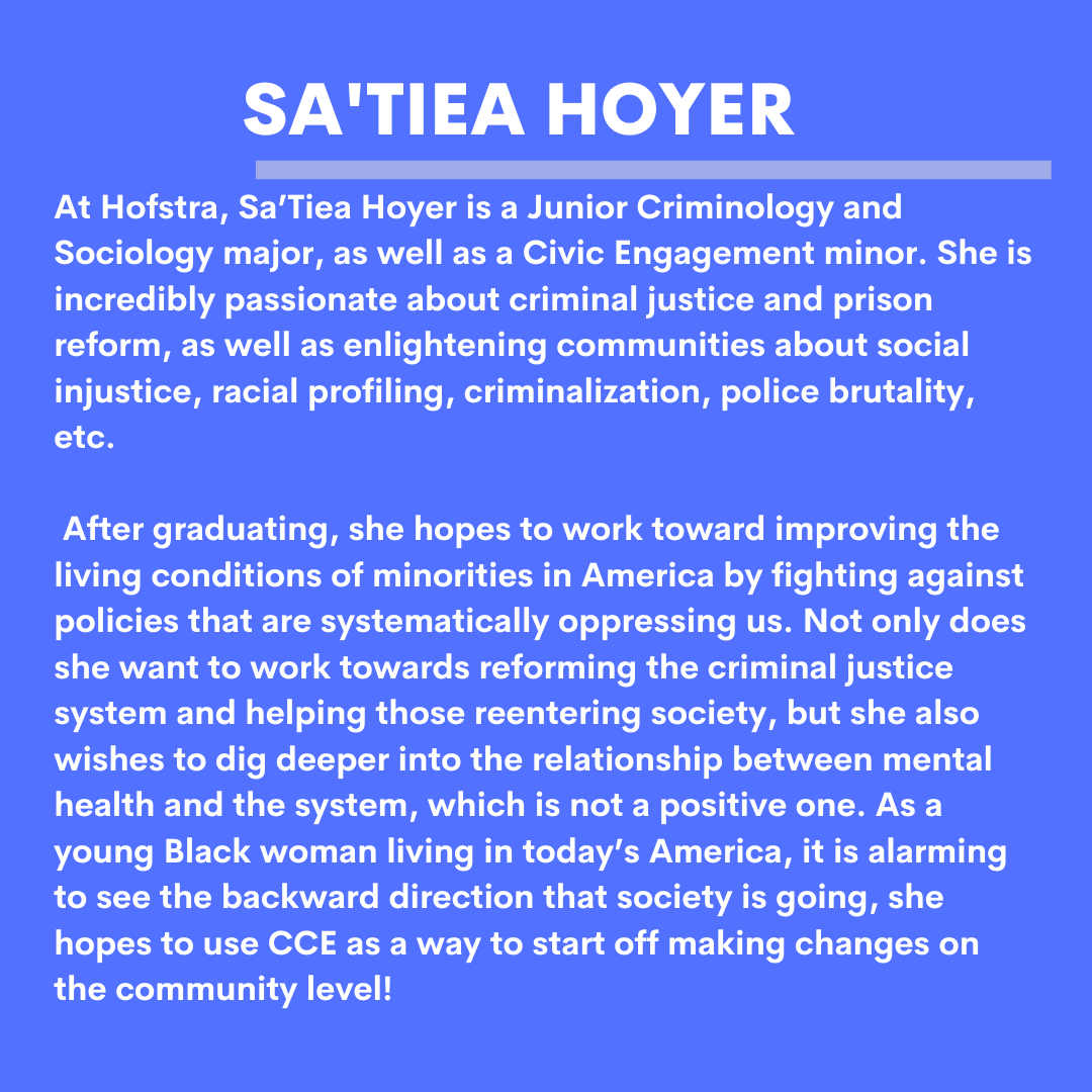 HofstraCCE's tweet photo. It's #FellowFeatureFriday! Meet Sa'Tiea Hoyer, one of our new fellows! https://t.co/SxC1KF7vkB