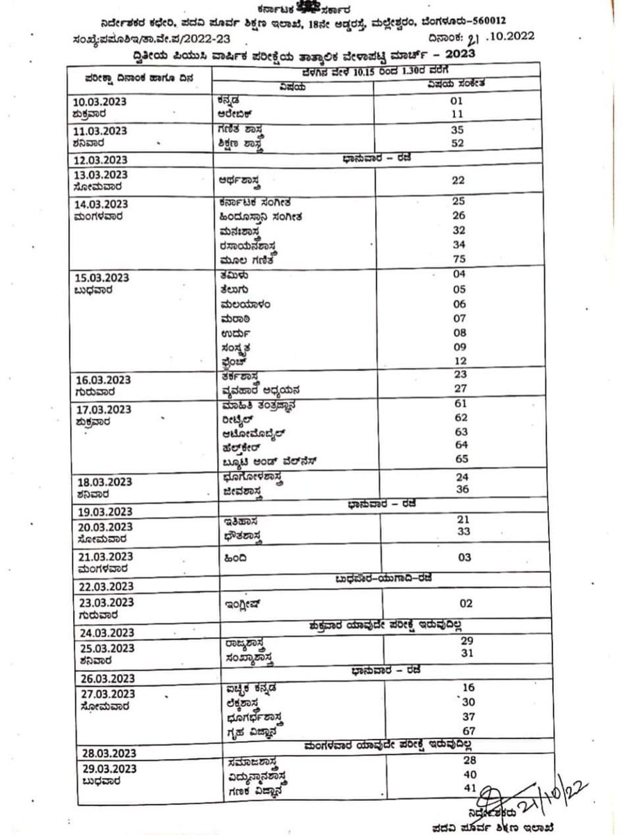 ಮಾರ್ಚ್-2023ರ ದ್ವಿತೀಯ ಪಿ.ಯು.ಸಿ ವಾರ್ಷಿಕ ಪರೀಕ್ಷೆಯ ತಾತ್ಕಾಲಿಕ ವೇಳಾಪಟ್ಟಿ
<a href="/DOMGOK/">Department of Minority Welfare, Govt of Karnataka</a>