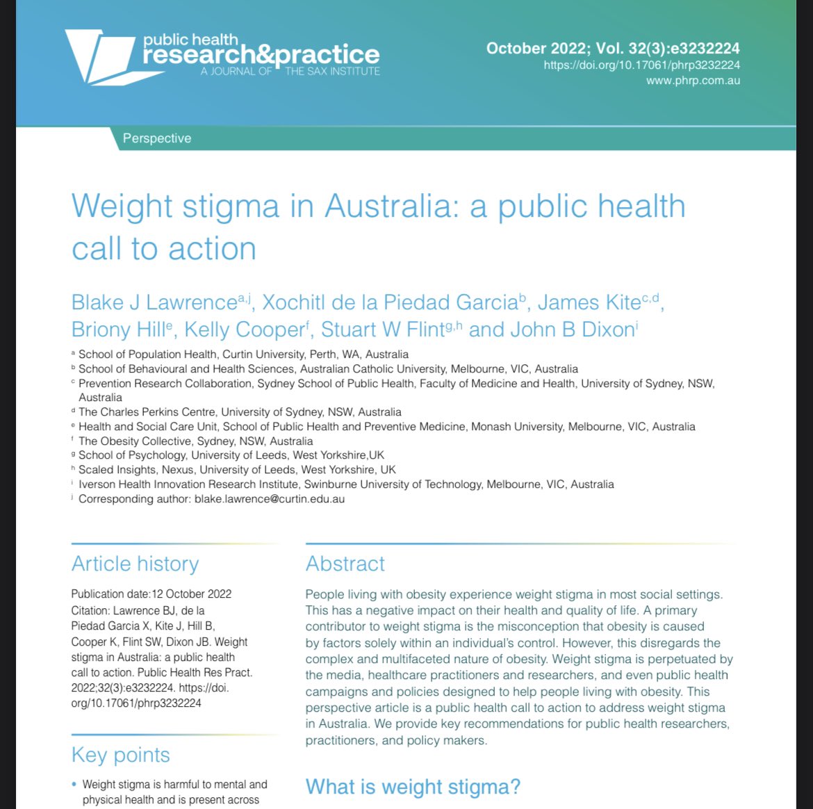 There is good traction on including lived experience of #obesity & other #NCDs, & #media - #journalists & editors help share these stories, but we still have problems w images & language antagonising weight #stigma. Great @phrpjournal article 👇 #ICO2022 phrp.com.au/issues/october…