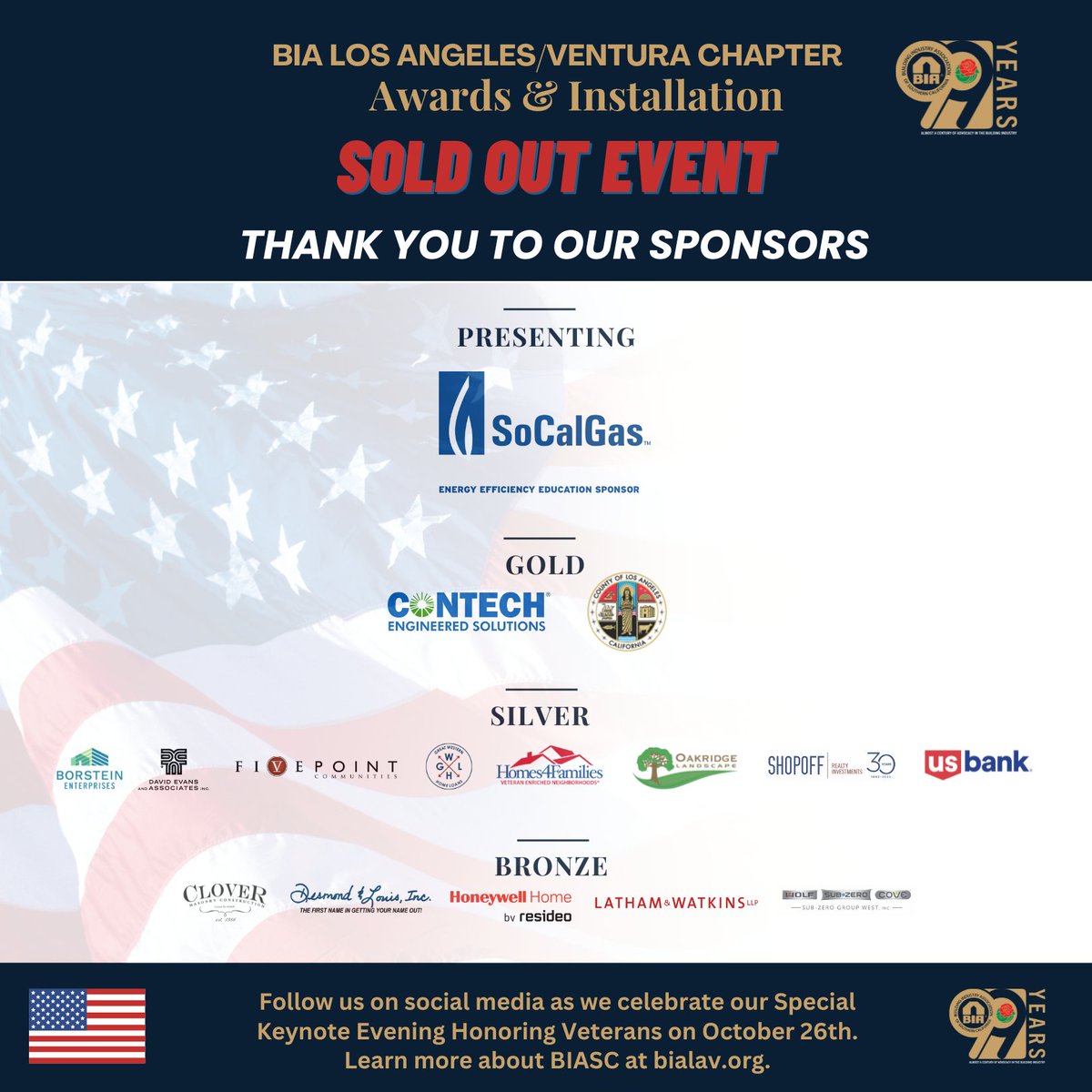 Thank you to our BIA LA/V Chapter Awards &amp; Installation Sponsors! We look forward to celebrating the end of another successful year with you. ⭐ Learn more about our chapter at bialav.org. #BIASC #BIALAV #installation #gala #celebrate