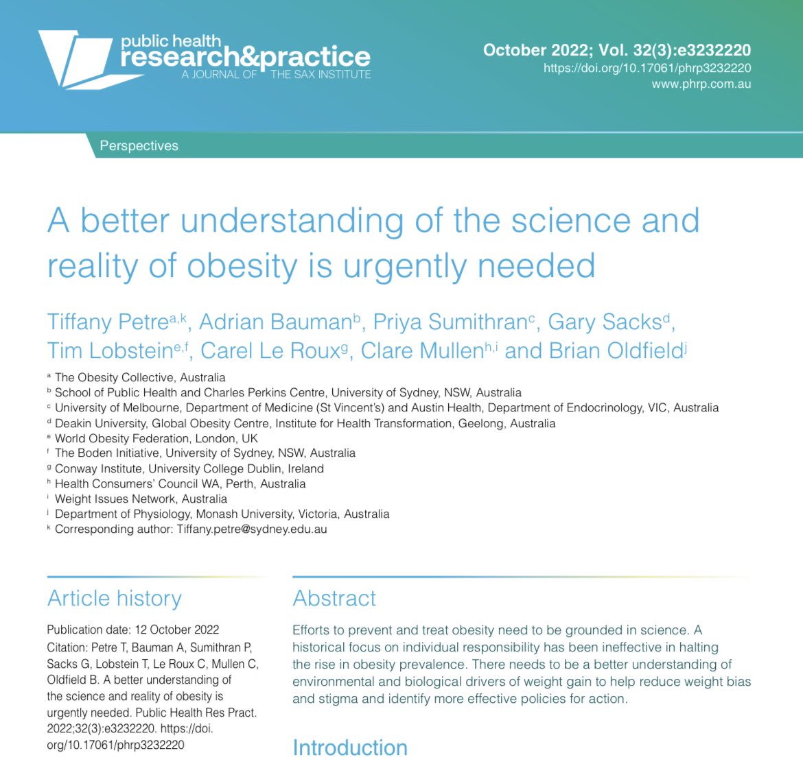 It can be tricky to use terminology which incorporates & resonates with a wide range of views, but it is possible. Fundamentally a better understanding of the science and reality of #obesity is urgently needed - @phrpjournal #ICO2022 📚 phrp.com.au/issues/october…