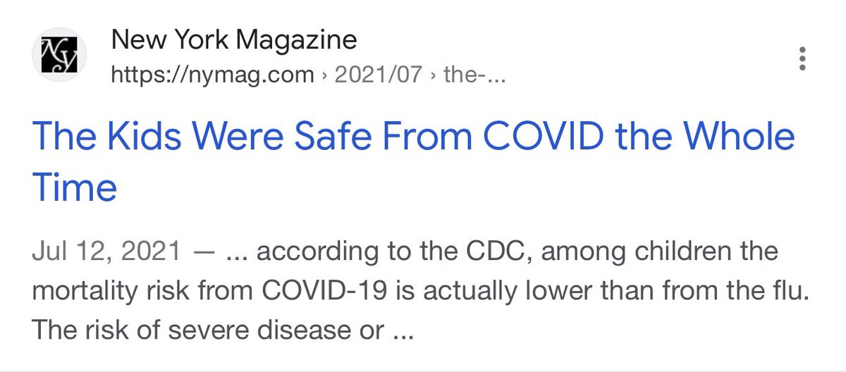 FYI: Children are at less risk from Covid than the Flu.