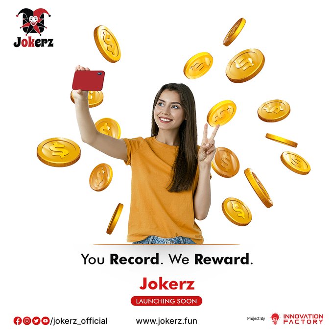 An actual destination for your #talent 📍
Get real #income by making #VIDEOS 🎥
Make #life rewarding by #recording 
Make your talent count 📸
by producing short video
A way to earn by casting your imagination 🫵
Jokerz 🃏- #ComingSoon 
#Crypto #earnmoney #earnfromhome #enjoylife