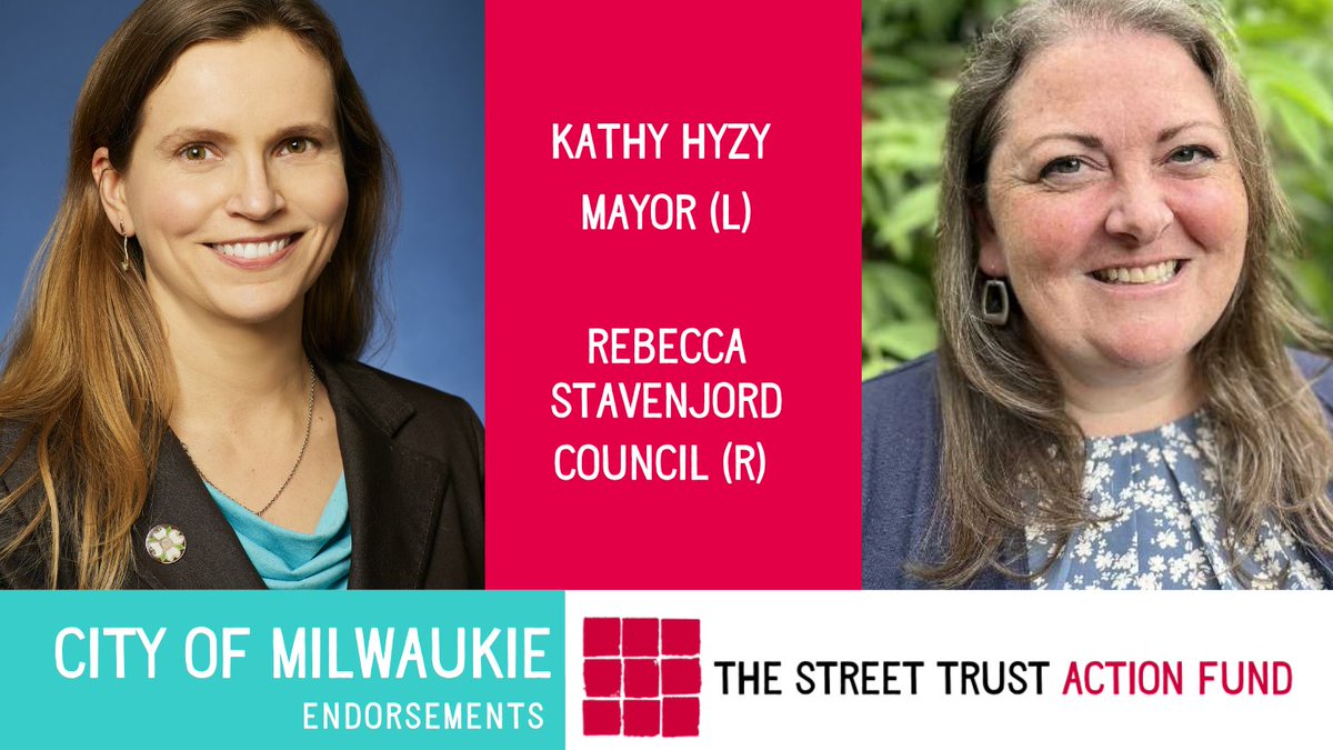 TSTActionFund's tweet photo. We're excited to see two bold, transportation-forward women running for local office in Milwaukie this November. 

🔹Kathy Hyzy for Mayor: https://t.co/ypabeDL6BR
🔹@RStaven https://t.co/L7aYy5kAfv https://t.co/kD78bg7u9G