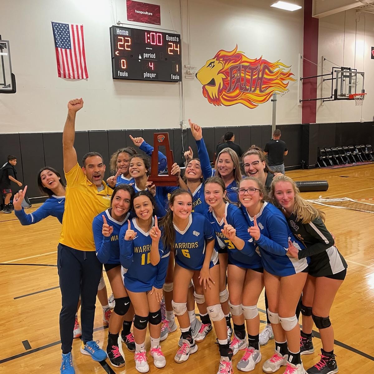 🚨DISTRICT CHAMPIONS!!! For the FIRST TIME in school history #OCPVOLLEYBALL wins a district championship with 3-1 victory over Faith Christian. The Lady Warriors will host a Regional Qtrfinals match next wk #HistoryMakers #FHSAA @osvarsity @VSNOrlando