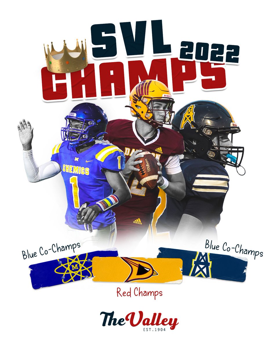 Congrats to our 3 SVL Football Champions!  🏆 Davison captures the Red Division while Mt. Pleasant and Midland High stake claim to the Blue.