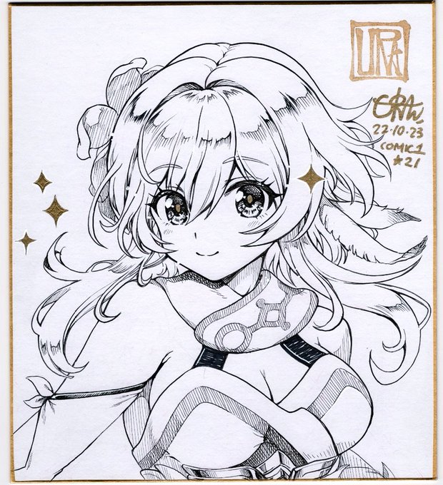 オークション色紙今回は蛍とフィッシュル(新衣装)です#COMIC1 