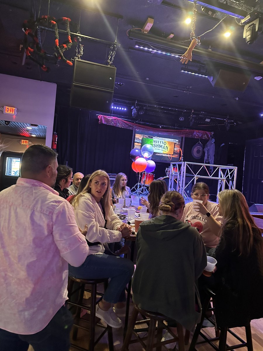FFTStrong's tweet photo. Thanks to everyone who supported our October social & fundraising efforts for Making Strides today. Thanks again to our 2nd VP Kathie Gaghan for organizing and for the raffles and gifts!! See you at the next one. #PinkOut2022 #FFTgoespink https://t.co/H3ZitNoPXV