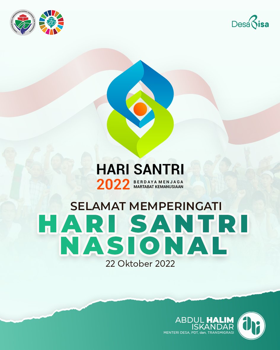 halimiskandarnu's tweet photo. Selamat Hari Santri Nasional, semoga santri terus mewarnai dan membersamai kemajuan Indonesia, saatnya santri memimpin Indonesia.

Santri siap menyongsong Indonesia Maju. https://t.co/WBYvayo0tt