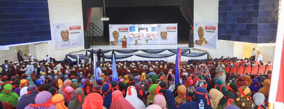 MoIFARSomalia's tweet photo. Today at the National theater, a prayer and commemoration gathering for Martyr Elmi Hagar Guure and Martyr Hibaad Ali Dasar.
Heroes who earned their place in our nation's history as they led their communities in the fight against injustice and terrorism.
#Kacdoon #DulmiDiid https://t.co/eogkA3wHv5