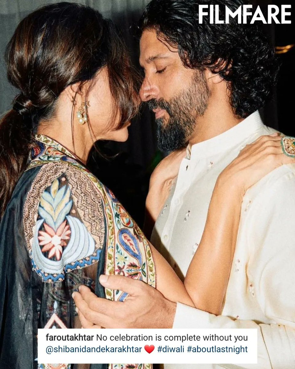 filmfare's tweet photo. Love and light this Diwali season! ✨️❤️

#FarhanAkhtar and #ShibaniDandekar Diwali celebrations were LIT!

📸: Roy https://t.co/HVdZXLQviw