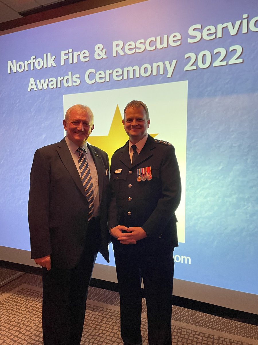 johnrosslinden's tweet photo. An amazing experience and a privilege to host the Norfolk Fire and Rescue service 2022 awards evening with some very special people including @GrahamcoleAct Thank you to all the people that supported us and attended.  😊 https://t.co/jvFuQXyxLb