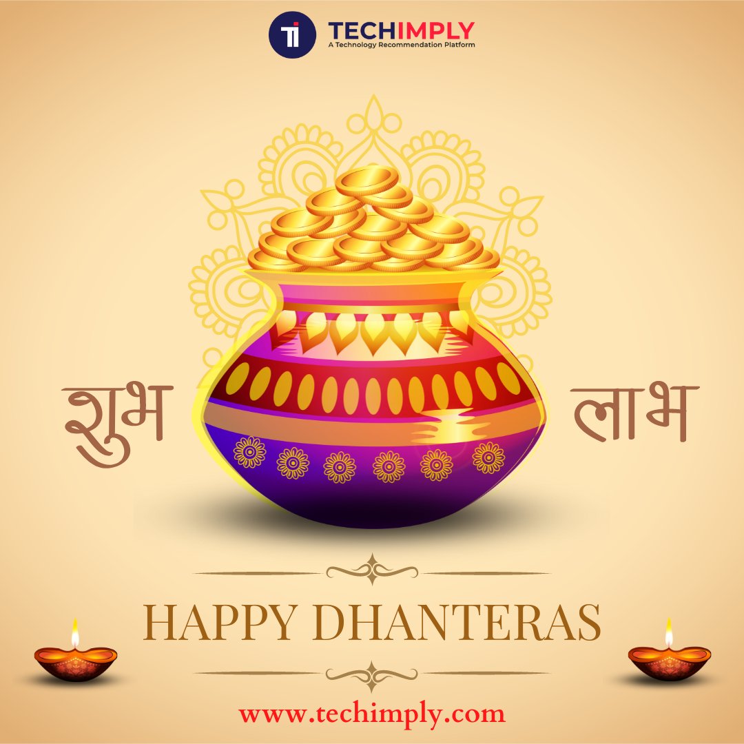Techimply1's tweet photo. Happy Dhanteras to you and your family! May Goddess Lakshmi always stay in your heart and help you to lead a happy and peaceful life.
#techimply #teamtechimply #software #Diwali2022 #festival
#dhanteraswishes https://t.co/a8pwplK7Xw