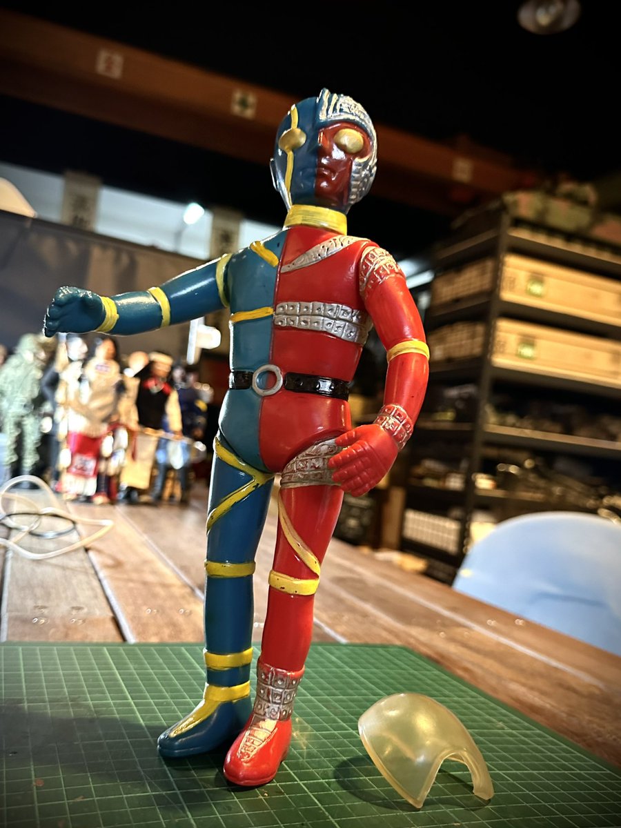 venson1969's tweet photo. 1970年代 人造人間キカイダー ソフビ 頭部クリアパーツ付属 版権無
#人造人間キカイダー #人造人間 #キカイダー #超合金 #vintage  #バンダイ #タカトク #タケミ #ジャンボマシンダー #タカラ
#ソフビ #jumbomachinder #chogokin #tomy #tomyca #BANDAI #toycollection #diecast https://t.co/h77yRlw9eW