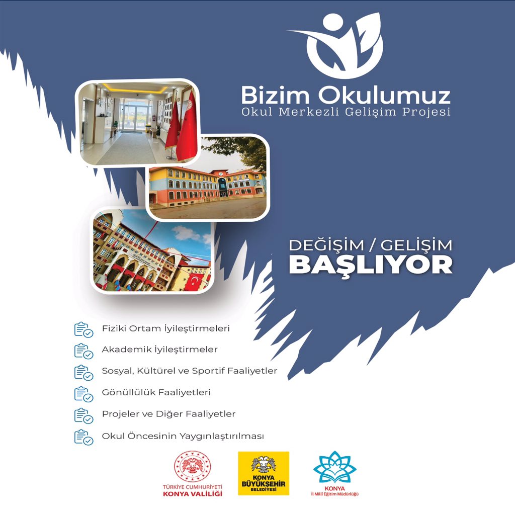 konyamem's tweet photo. Valiliğimiz himayelerinde, Büyükşehir Belediyemiz ve Müdürlüğümüz ortaklığında uygulanacak olan "Bizim Okulumuz (Okul Merkezli Gelişim) ve Başarmaya Hazırım (Kitap Okuma)" projeleri başlıyor.
@tcmeb
@TCKonyaValiligi
@Konyabuyuksehir  @u_ibrahim_altay @gokhanmurat1 https://t.co/GRMNlVvpis