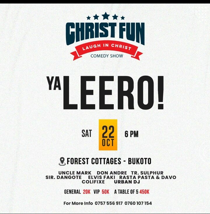 Machette256's tweet photo. All Roads to Forest cottages Bukoto 🎺🎺 it's #TheFunnySide Happening Today 👏👏👏✊ a courtesy of @ChristFun  , see you wen you see me 🙋😂😂 Snap 📷 Snack, Laugh &amp; Dance in the Lord 🎸🎻🎷 https://t.co/mThen5W0rw