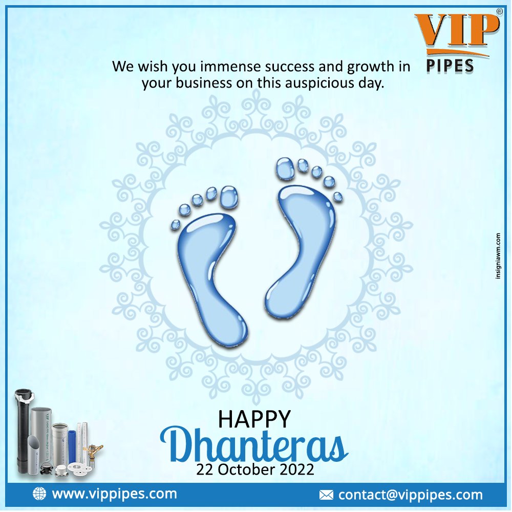 Good Health, abundant wealth and unimaginable prosperity, We wish this Dhanteras may Goddess Lakshmi blesses you with all these things.
Happy Dhanteras!🙏
#dhanteras #happyvibes #happydhanteras #VIPpipes #agropipes #conduitpipe #agriculturepipes #pipes #irrigationequipment
