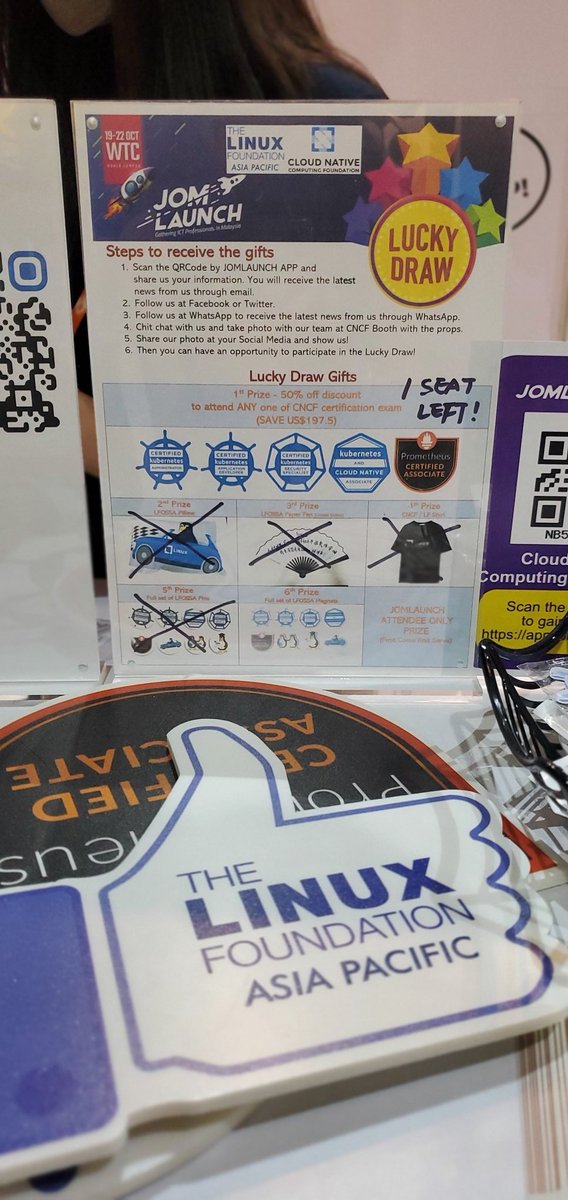 ApacLinux's tweet image. Your last chance to win the top prize at CNCF booth in JOMLAUNCH!