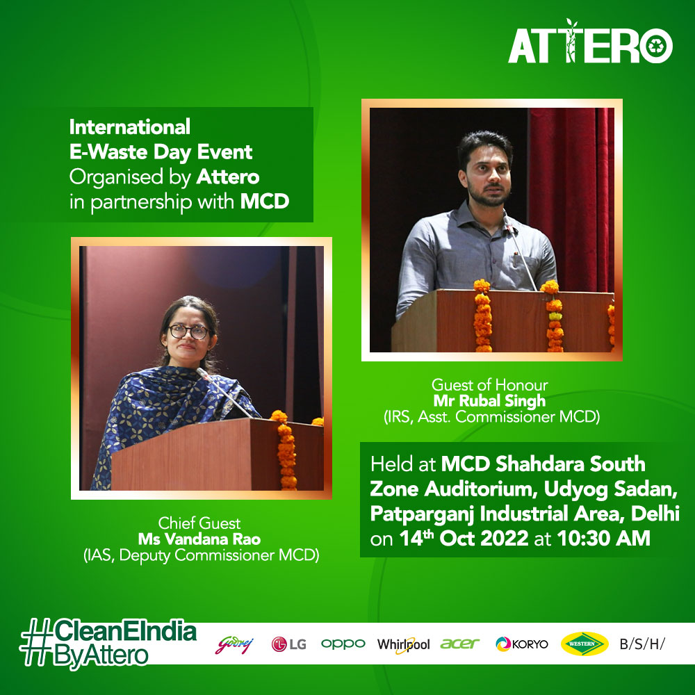 AtteroIndia's tweet photo. The International E-Waste Day Event, organised by #Attero and #MunicipalCorporationOfDelhi, saw thought exchanges by eminent guests and a resolve to work towards an #EWaste free #Delhi.
#AtteroIndia #AtteroRecycling #Event #Highlights #Glimpse #RecycleItAll #RecyclingExperts https://t.co/v60nJh4D1U