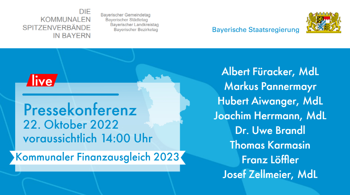 Finanzen_Bayern's tweet photo. #Pressekonferenz zum Kommunalen #Finanzausgleich 2023 
👉 voraussichtlich ab 14:00 Uhr im #Live-Stream auf: https://t.co/XEDGsAAfji https://t.co/8oPzywMk5p