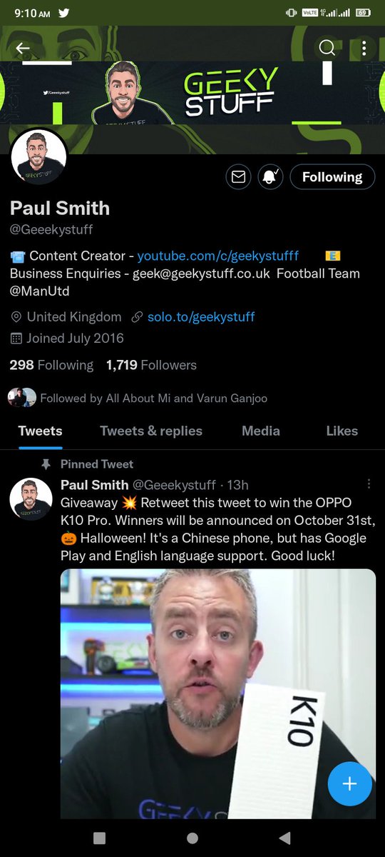 Syed_Nabi23's tweet photo. Thank you sir for the incredible giveaway 🎁🥰
Wish to win.  
Already following &amp; subscribed YouTube channel 🙏🤲
Thak you #OPPO team 🙏
#OPPOK10Pro @Geeekystuff https://t.co/44SAnPv7vS