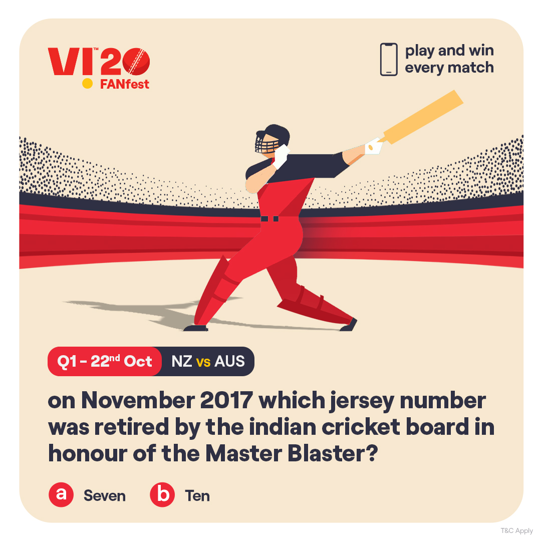 Your love for cricket might help you win big. Answer the #Vi20FANfest contest question and you could stand a chance to win an iPhone every match.
#ContestAlert #NZvsAUS