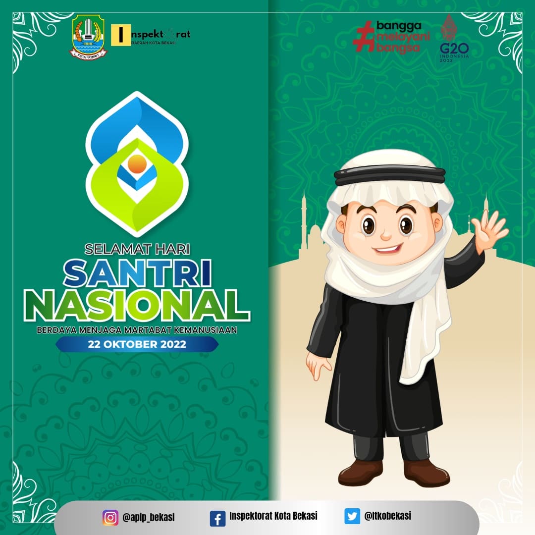 itkobekasi's tweet photo. SELAMAT HARI SANTRI 2022 

Semoga semangat perjuangan pendahulu kita untuk merebut kemerdekaan, senantiasa tetap tumbuh dan berkembang  di setiap jiwa dan hati santri.
.
.
#pemkot_bekasi 
#inspektoratkotabekasi 
#humaskotabekasi 
#harisantrinasional https://t.co/RLLPqbCArI