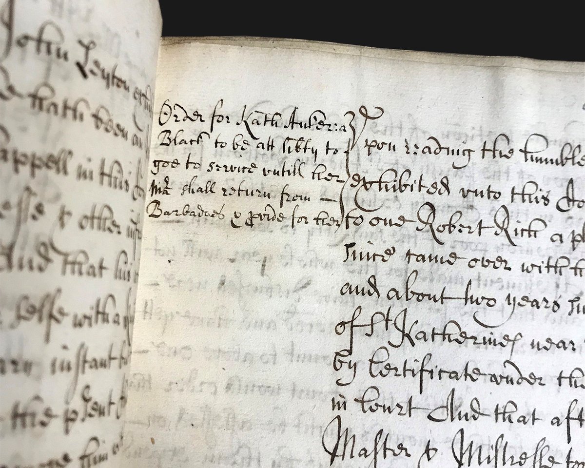 TheLdnArchives's tweet image. Katherine petitioned the sessions court in 1690 asking to be discharged from service to Rich, who by then had returned to Barbados. She won a victory of sorts ‘... Katherine shall be at liberty to serve any person until such time as the said Rich shall return from Barbadoes’
3/4